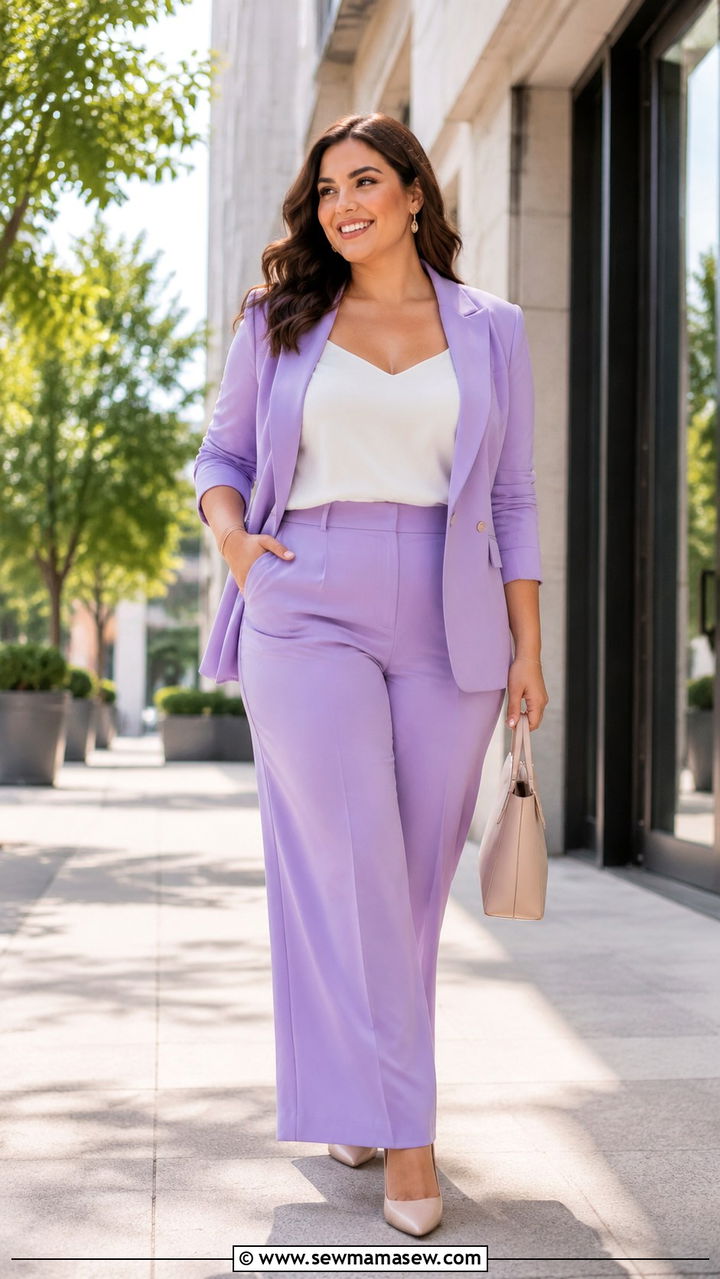 Midsize Spring Outfit With Pastel Suit - 30 Spring outfits for midsize women