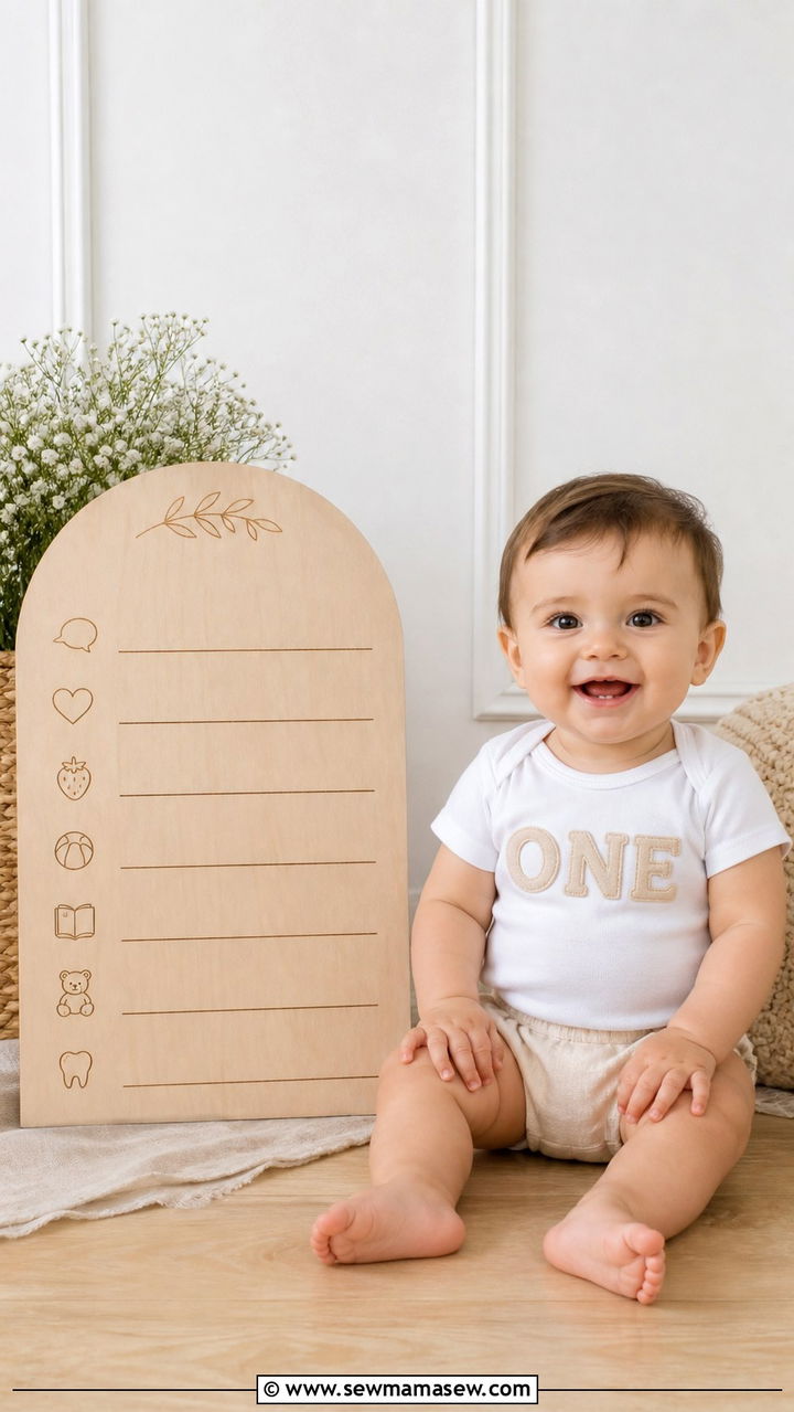 Milestone Board With Birthday Onesie Outfit - 20 1 year photo outfit ideas