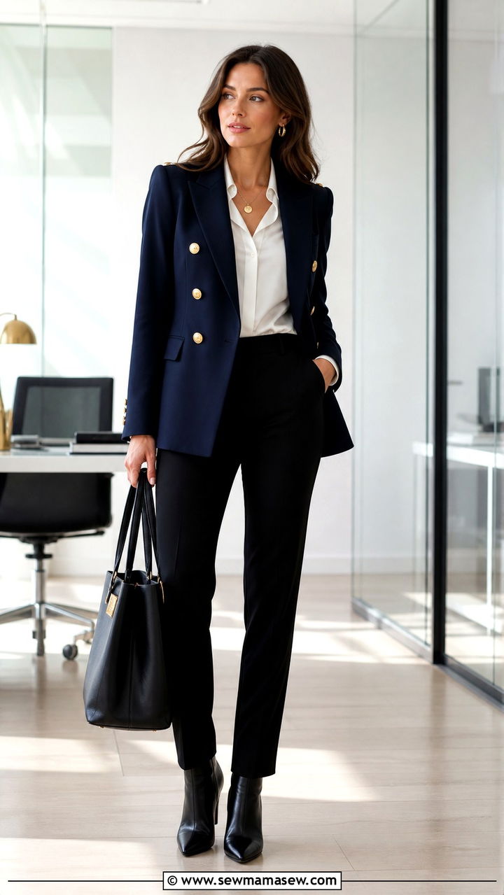 Military Inspired Blazer Office Outfit - 40 office outfits for women