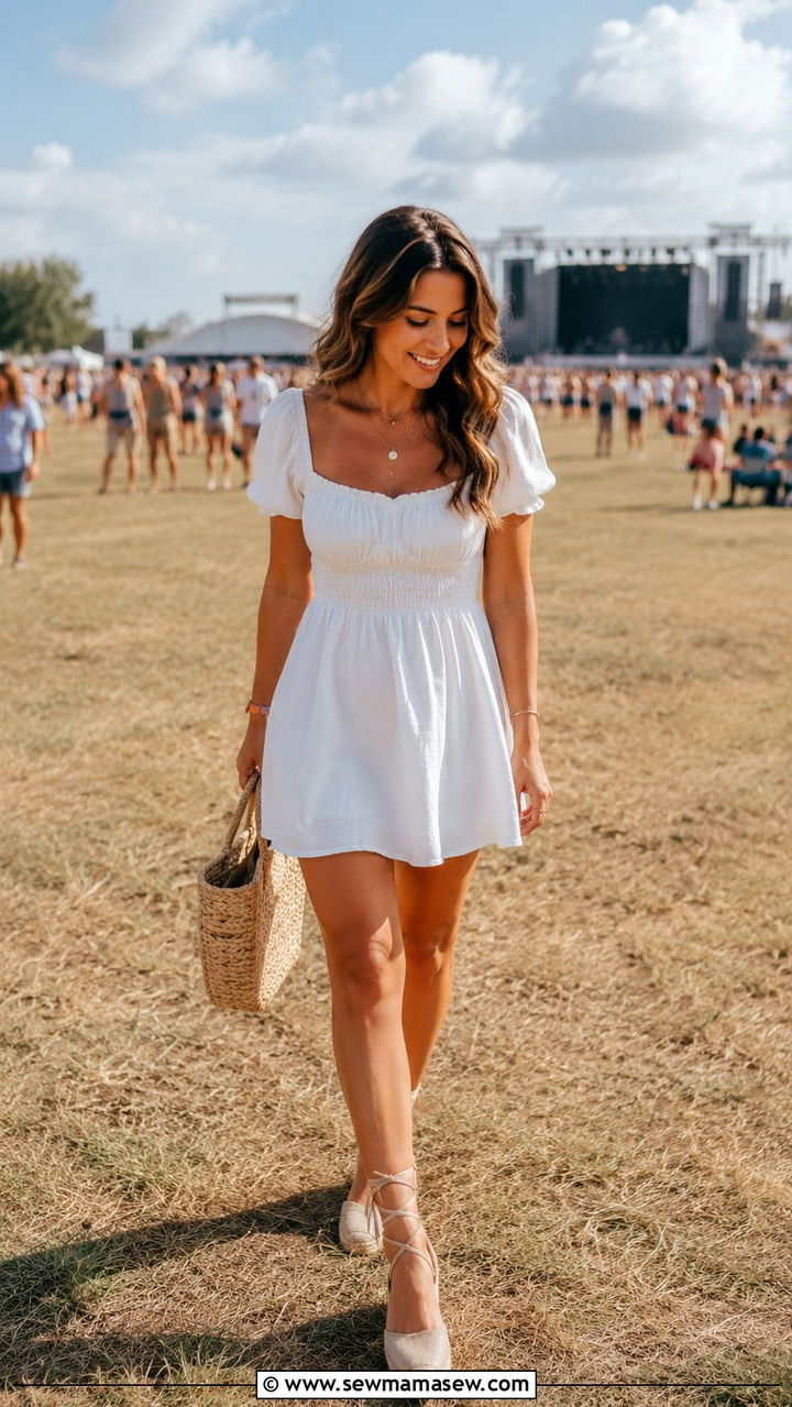 Milkmaid mini dress with espadrille heels - 30 Mini dress outfit ideas with heels