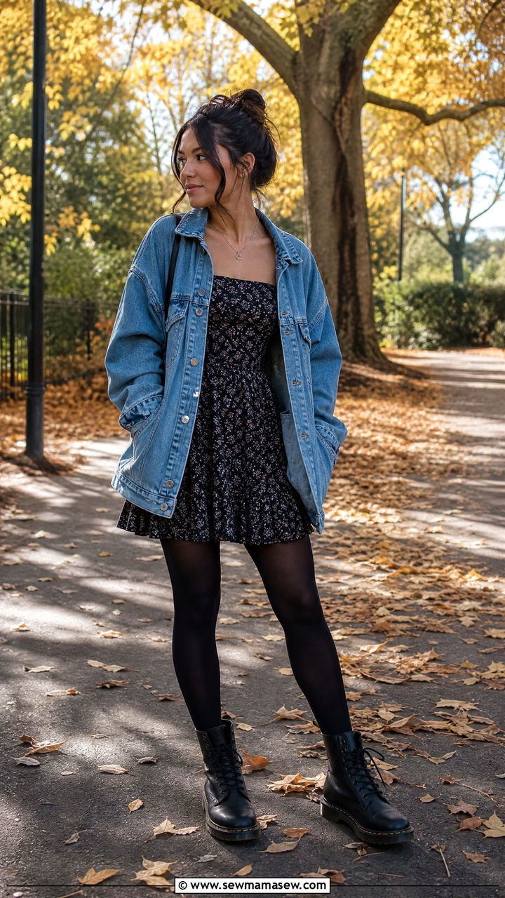 Mini Dress With Tights And Combat Boots - 30 Mini dress outfit ideas with tights