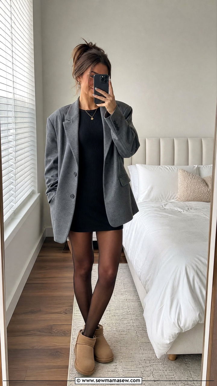 Mini Dress with Ultra Mini Uggs Outfit - 25 Uggs with dress outfit ideas