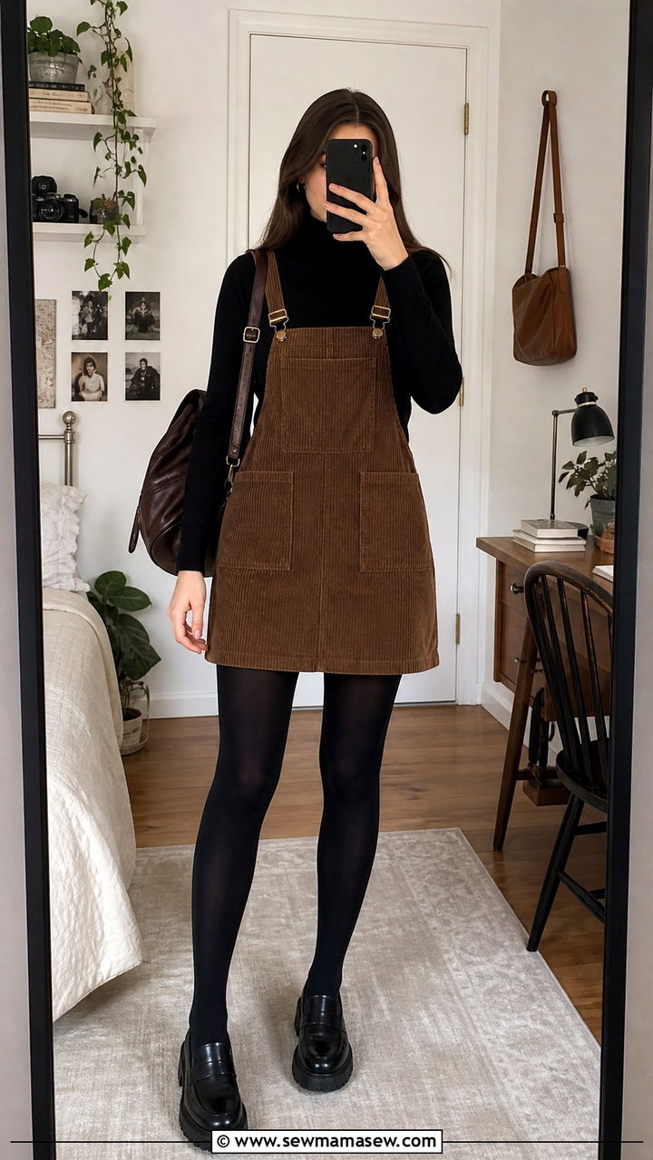 Mini Pinafore Dress Over Fitted Turtleneck - 20 60s outfit ideas 2026