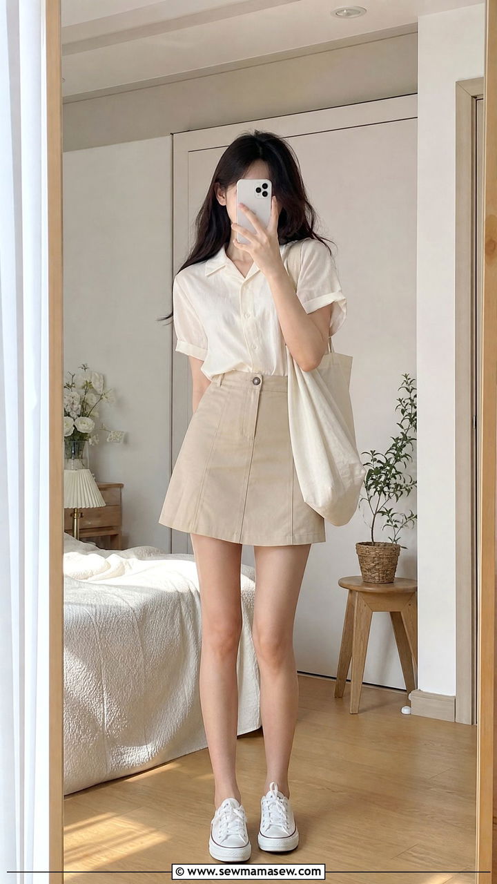 Mini Skirt and Blouse Summer Outfit - 30 summer day to night outfit ideas