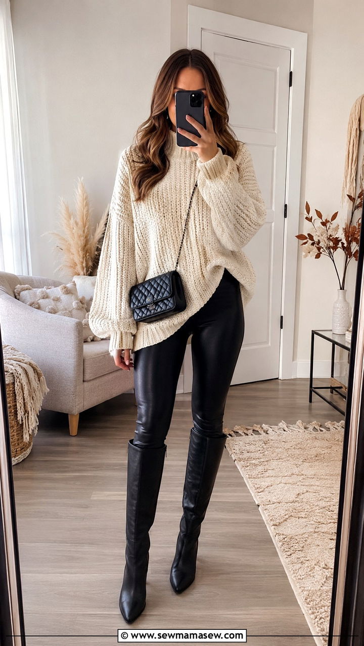 Mini bag with chunky sweater and leggings - 30 Mini bag outfit ideas