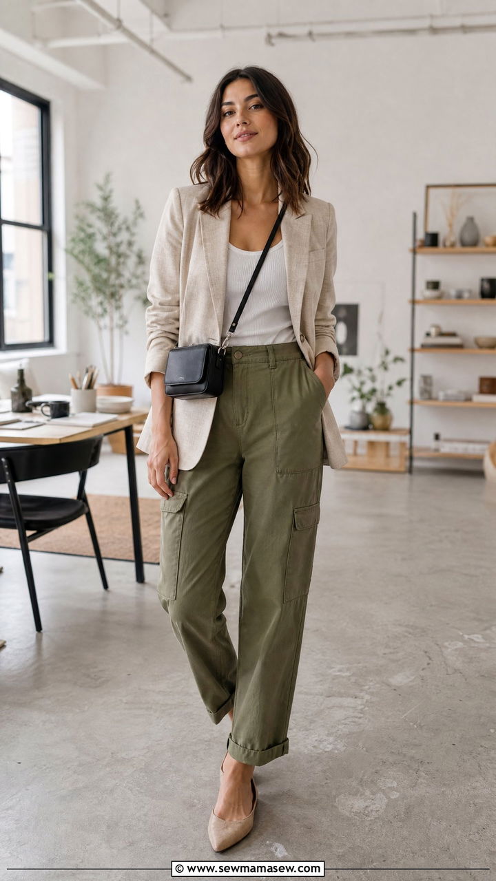 Mini crossbody bag with a linen blazer - 20 Spring outfits with crossbody bags