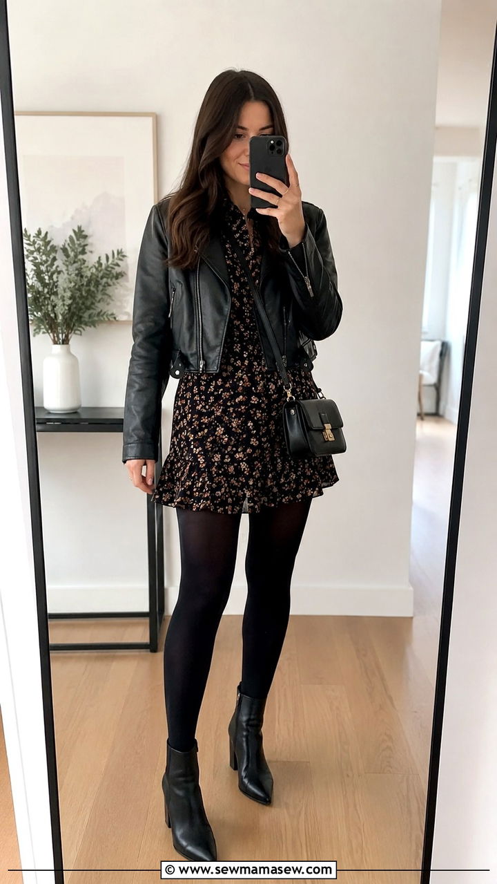 Mini dress with ankle boots and opaque tights - 30 How to style a mini dress