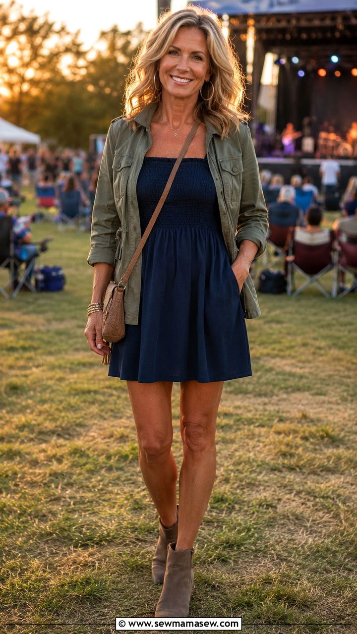 Mini dress with jacket concert outfit over 50 - 25 What to wear to a concert over 50