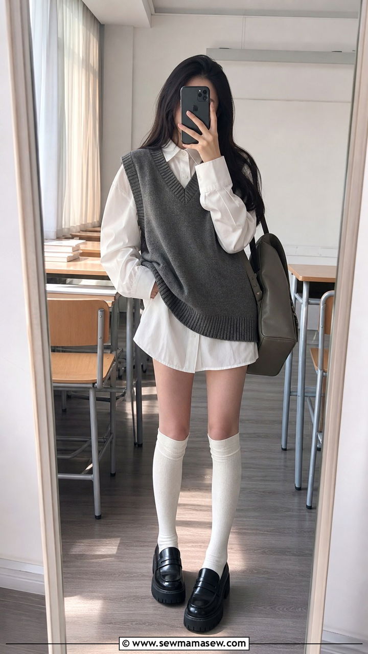 Mini skirt and thigh high boots outfit - 40 school outfits ideas