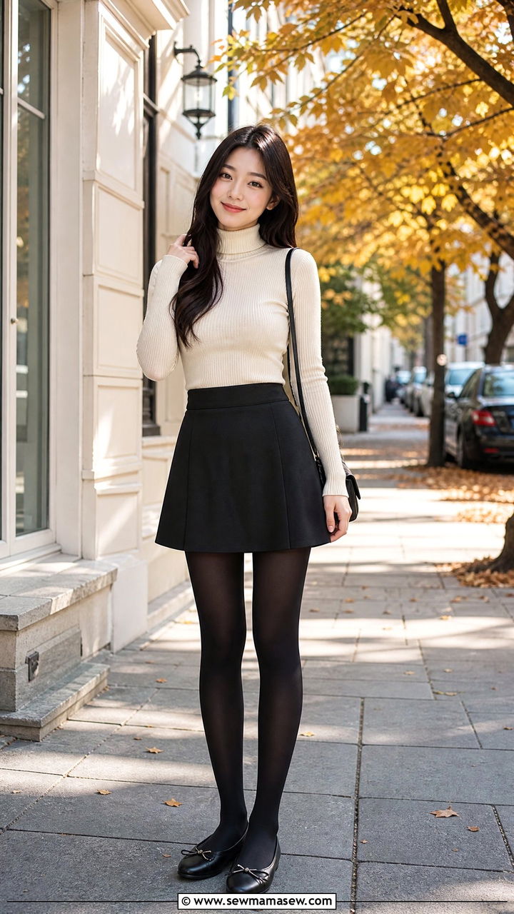 Mini skirt with ballet flats petite look - 25 Petite outfit ideas with ballet flats