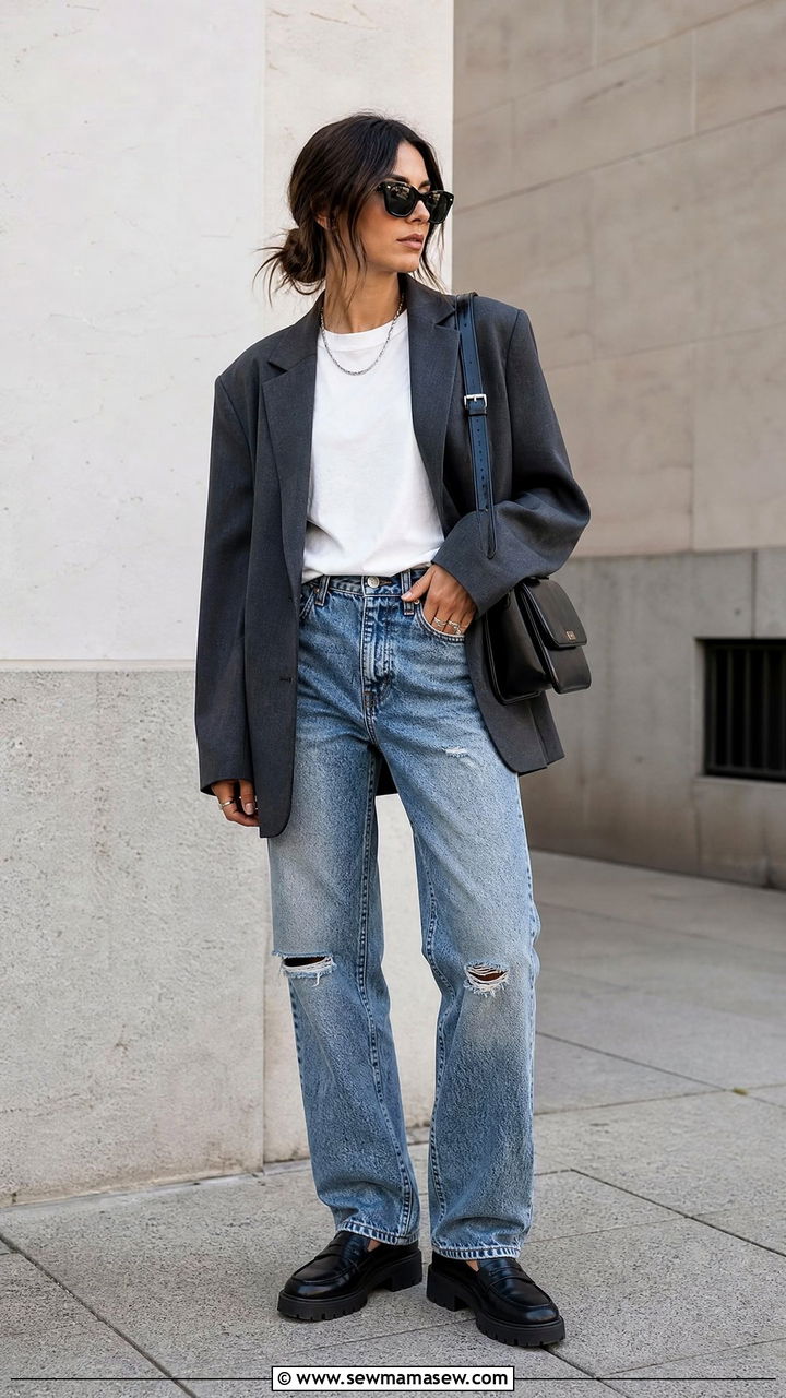 Minimalist Grunge With Oversized Blazer And Tee - 25 Grunge outfit ideas 2026
