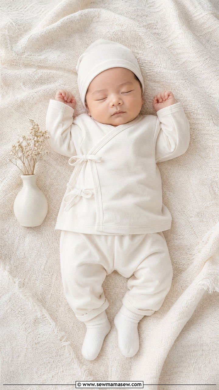 Minimalist Ivory Kimono Style Wrap Set - 20 Baby announcement outfit ideas