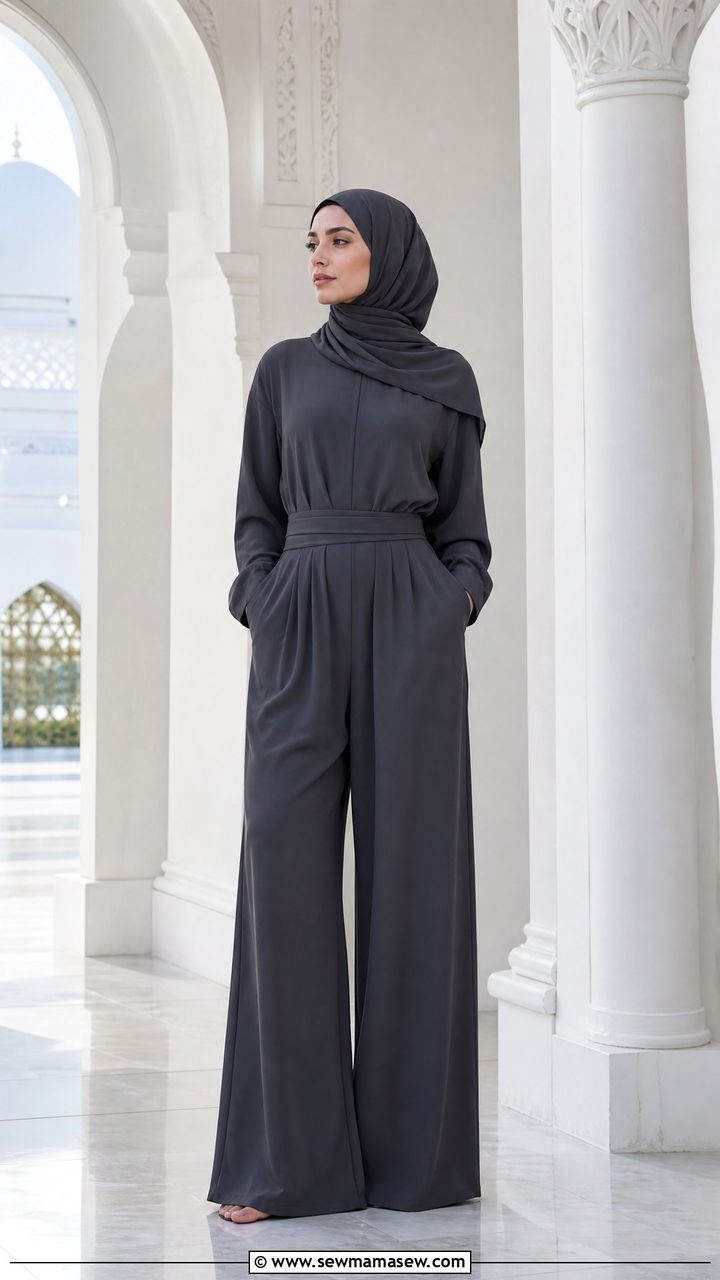 Minimalist Jumpsuit With Hijab - 20 Modest outfit ideas for mosque