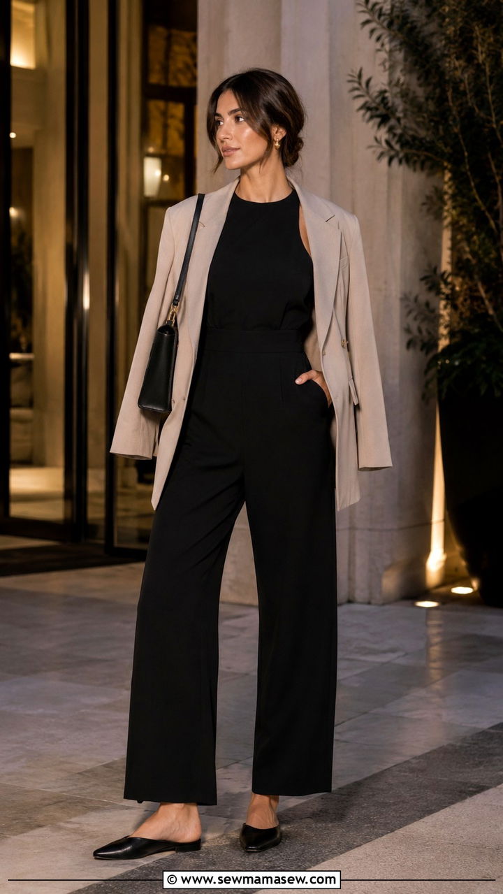 Minimalist Jumpsuit With Relaxed Blazer Outfit - 30 Minimalist spring capsule wardrobe