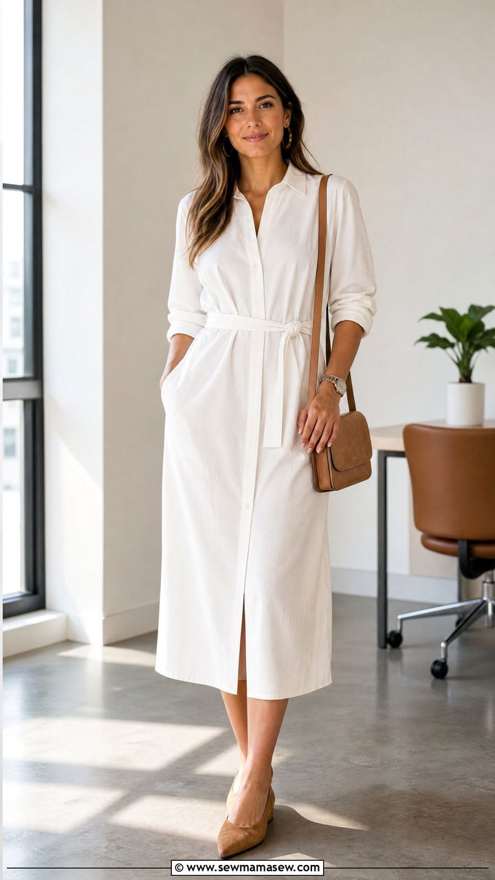 Minimalist Shirt Dress And Belt - 35 Minimalist outfit ideas for work