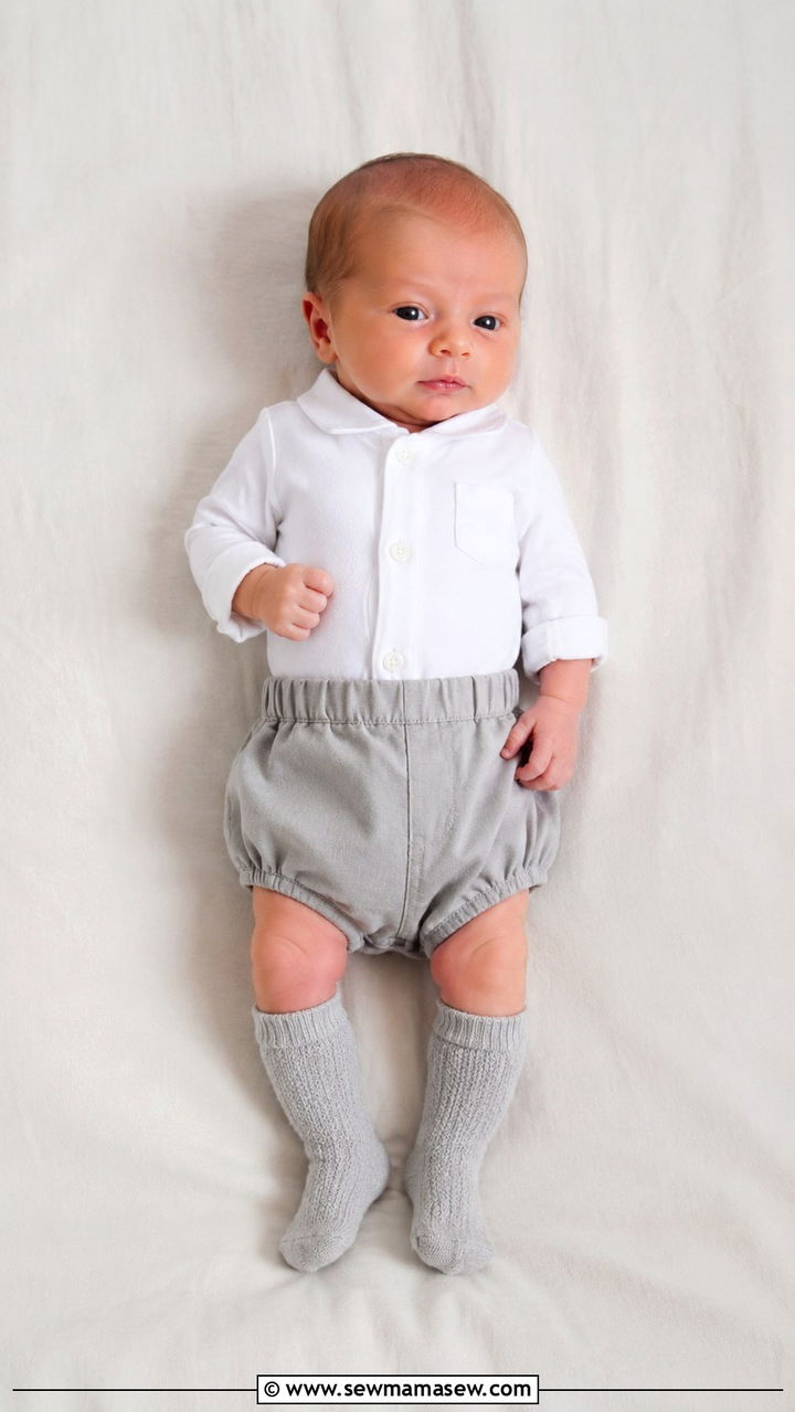 Minimalist button down shirt newborn boy look - 25 Newborn photoshoot outfit ideas