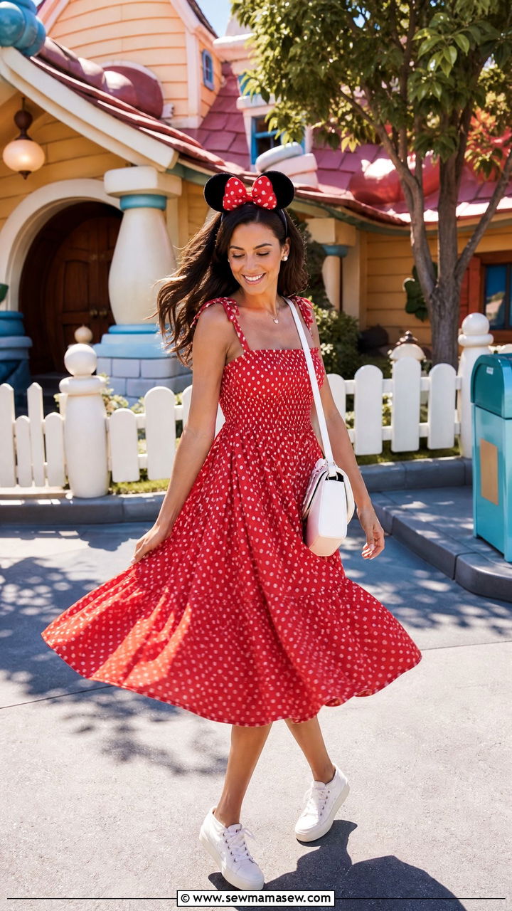 Minnie Inspired Polka Dot Dress - 30 Disneyland outfit ideas summer