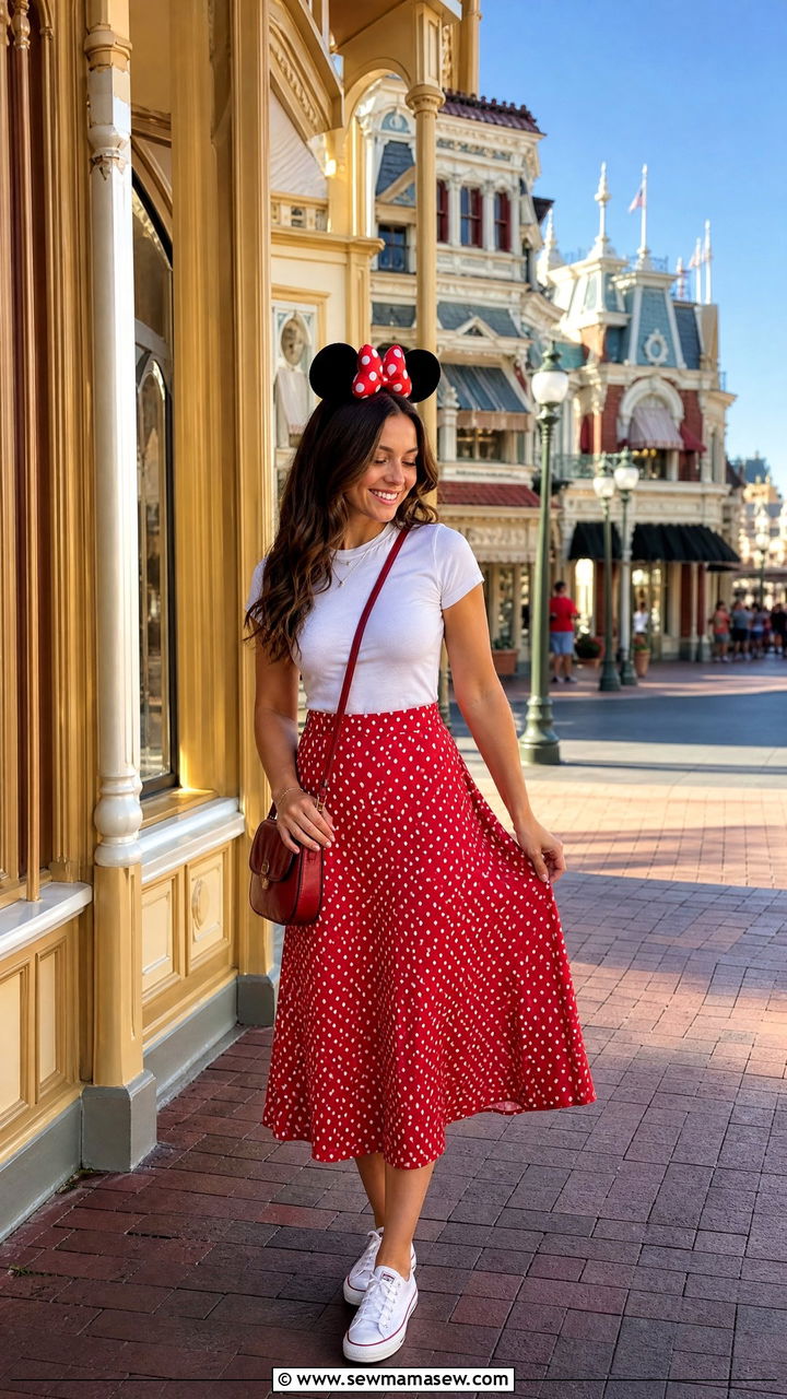 Minnie Polka Dot Skirt Disney World Spring Outfit - 30 Disney World outfit ideas spring