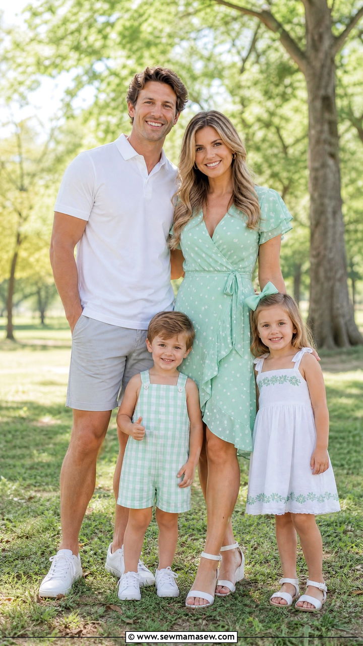 Mint Green And White Family Outfit - 30 Matching spring family outfits