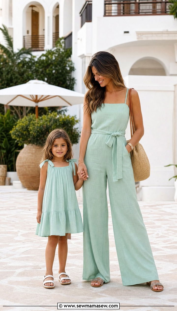 Mint Green Coordinated Spring Look - 25 Spring mother daughter outfits