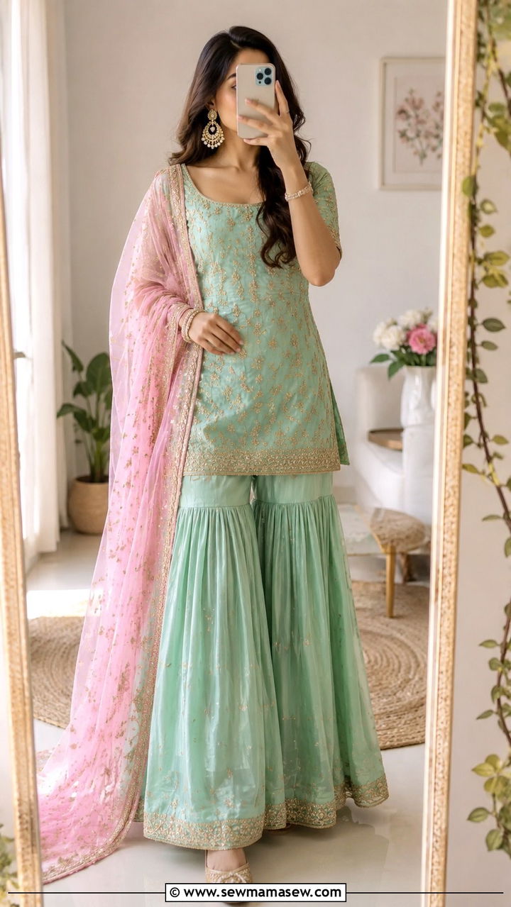 Mint Green Gharara Outfit - 25 Mehndi outfit ideas 2026