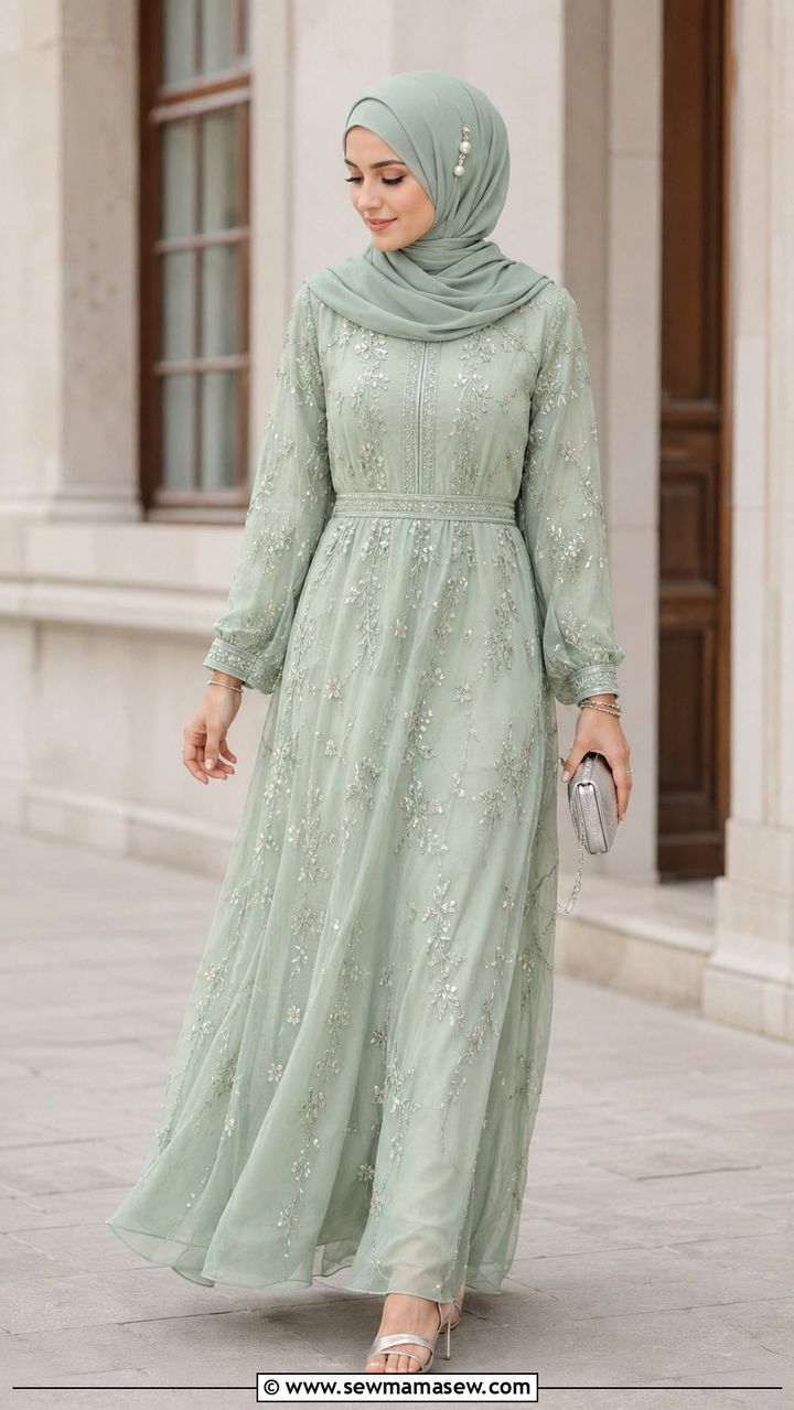 Mint Green Nikkah Dress With Hijab - 20 Modest outfit ideas for Nikkah