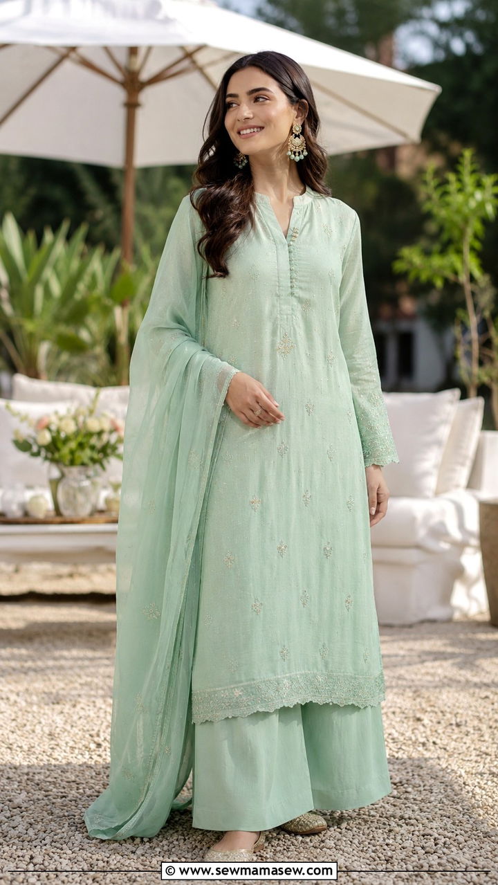 Mint Green Palazzo Kurta - 20 Modest outfit ideas for Henna night