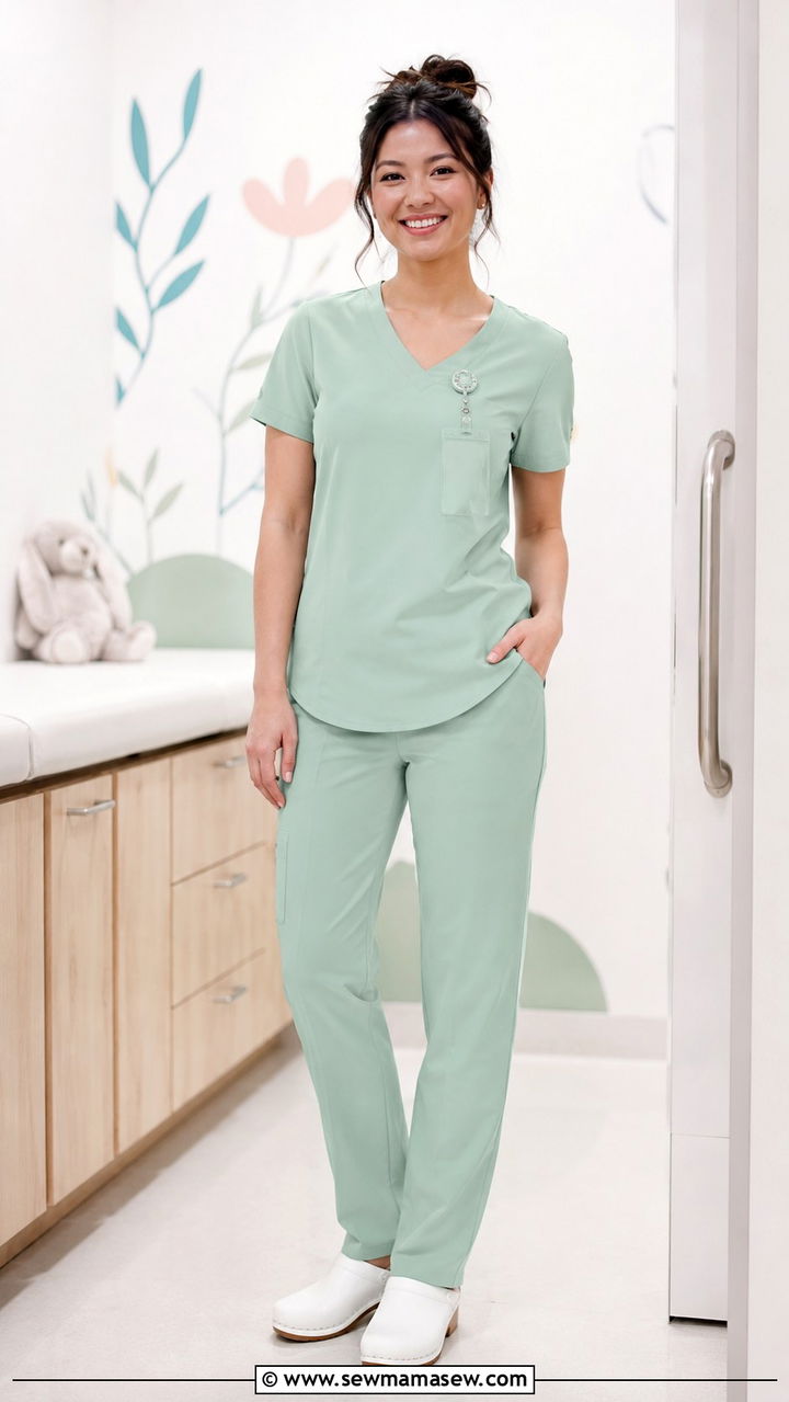 Mint Green Scrub Set with White Clogs Outfit - 30 Scrubs outfit ideas for nurses