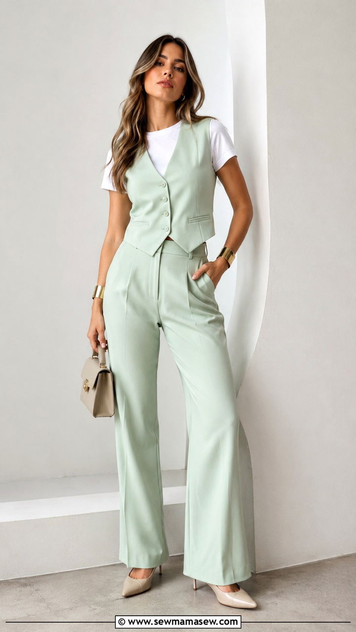 Mint Green Vest and Matching Trousers Outfit - 25 Mint green outfit ideas 2026