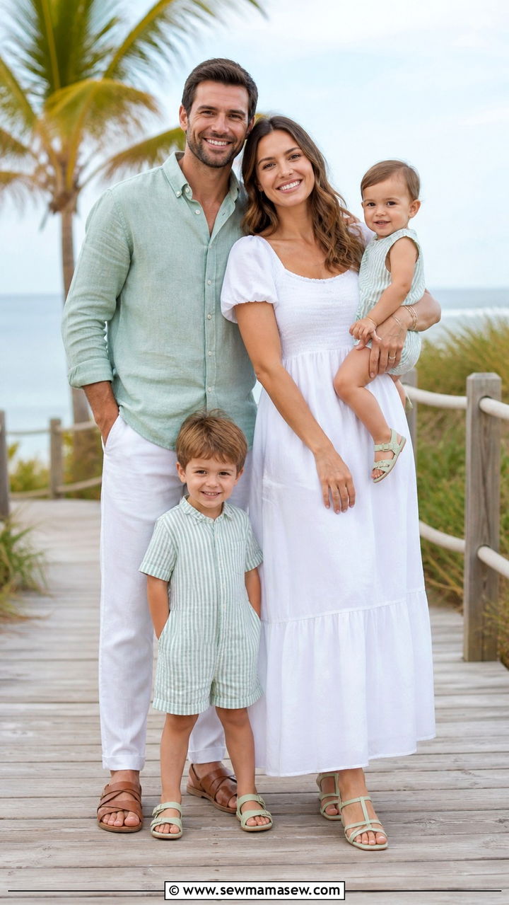 Mint Green and White - 40 Spring family photo outfits