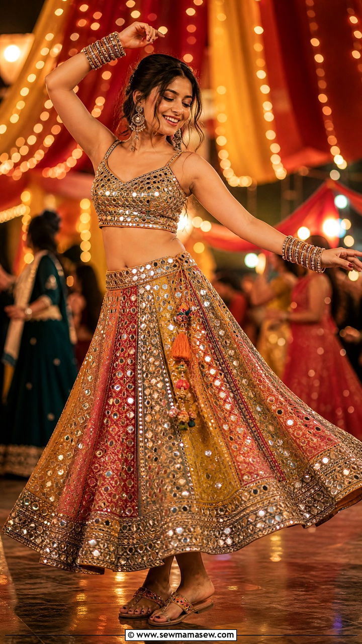Mirror Work Crop Top And Skirt Coord Set - 30 Coord set outfit ideas for festival