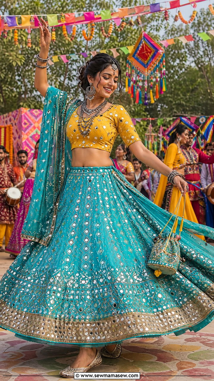 Mirror Work Lehenga For Diwali - 35 Diwali outfit ideas for women