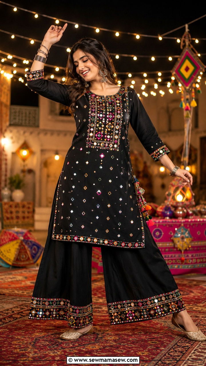 Mirror Work Outfit for Dholki - 20 Wedding guest outfit ideas Dholki