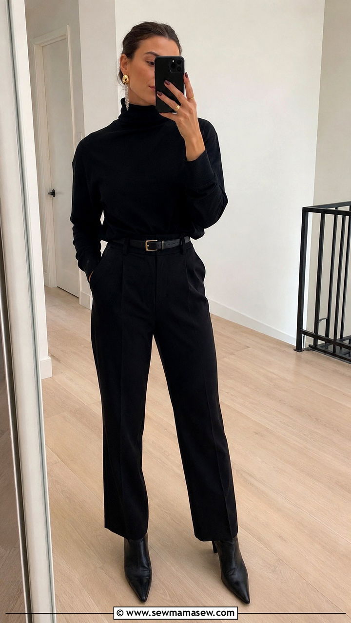 Mismatched Statement Earrings With An All Black Ensemble - 30 Statement earrings outfit ideas