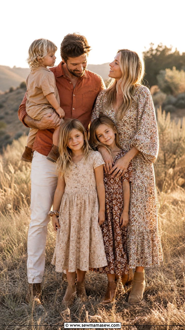 Mixed Florals and Solids for a Boho Chic Family Photoshoot - 30 Family photoshoot outfit ideas
