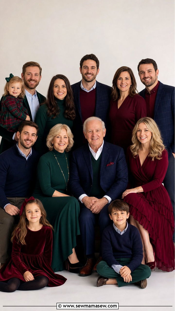 Mixed Jewel Tones Winter Studio Outfit - 25 Family photo outfits for large families