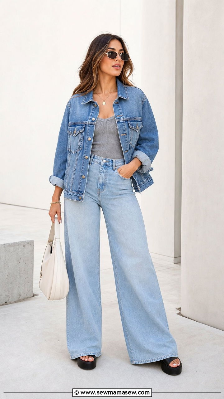 Mixed Wash Denim Outfit With Neutral Accessories - 25 Early April outfit ideas
