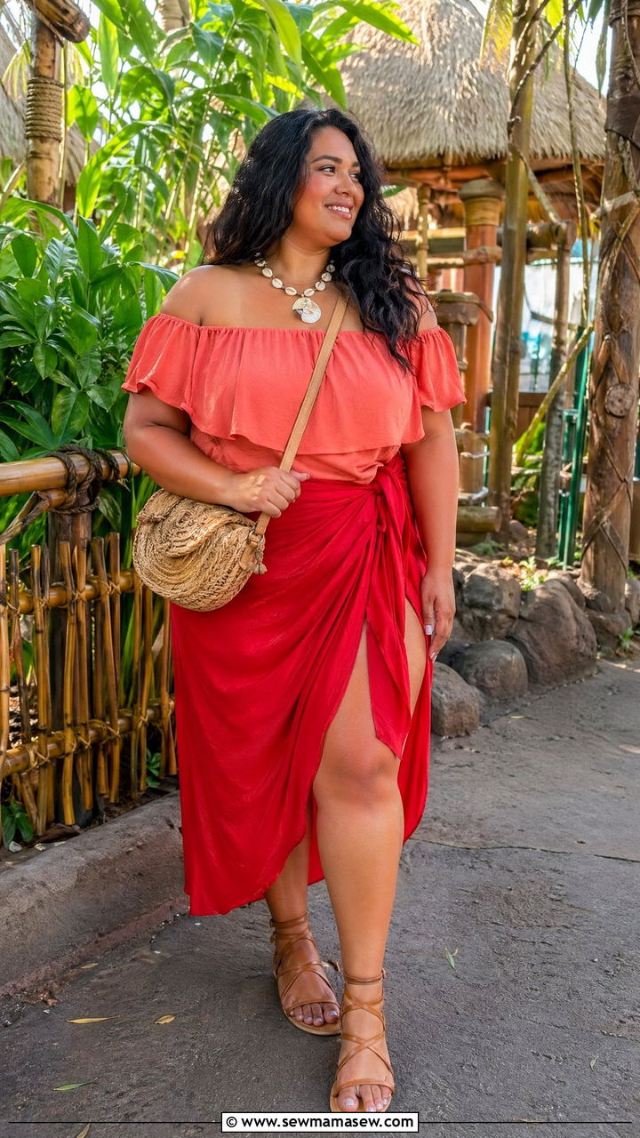 Moana Island Adventure Red and Orange Outfit - 35 Disney outfit ideas plus size