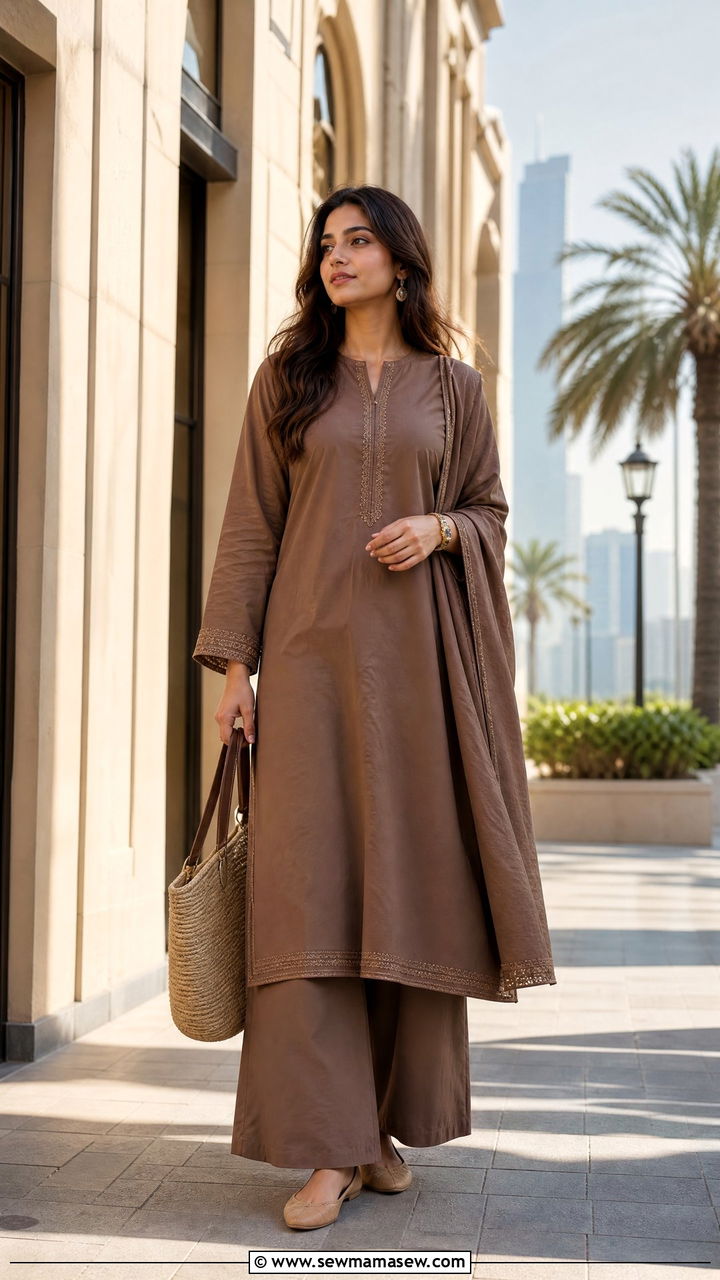 Mocha Brown Kurta With Palazzo Pants - 25 March Ramadan outfit ideas