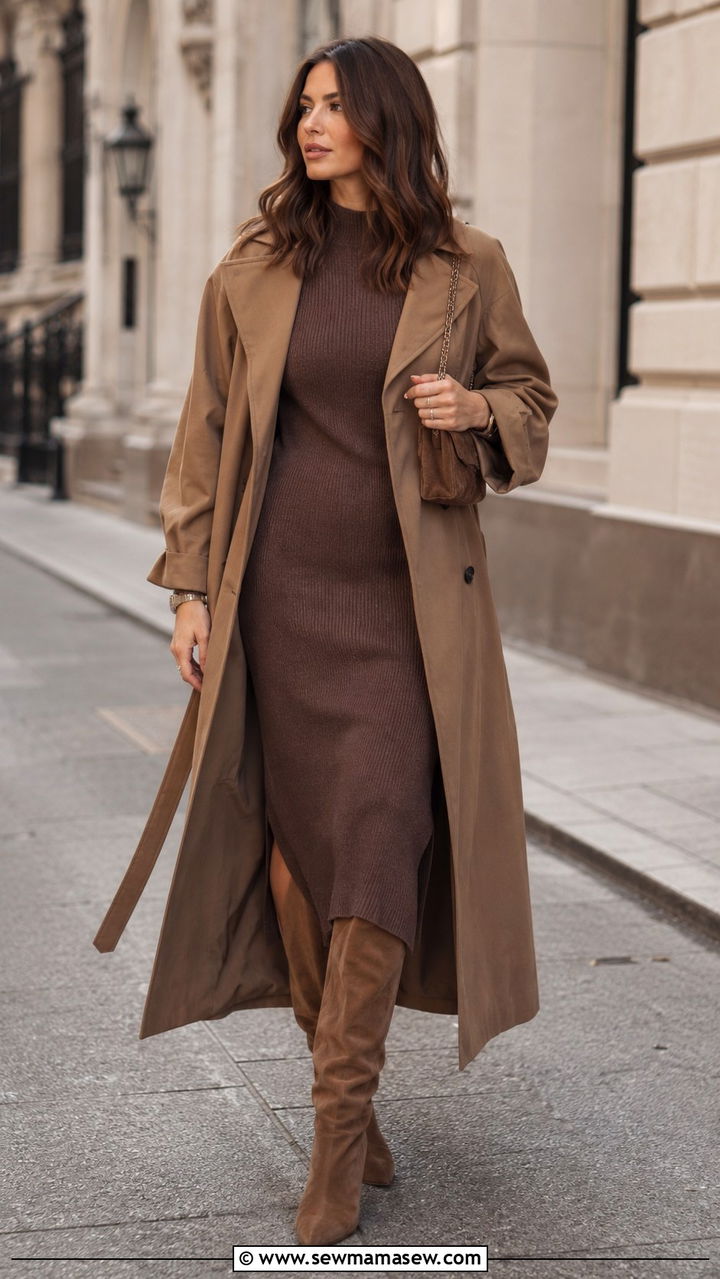 Mocha Mousse Monochrome Outfit - 30 Pantone color of the year outfit ideas