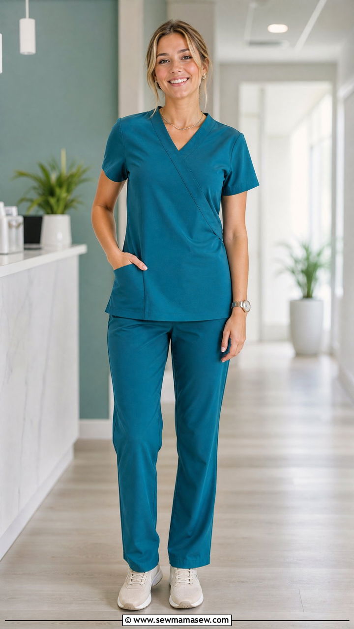 Mock Wrap Scrub Top Outfit - 30 Cute scrubs outfits
