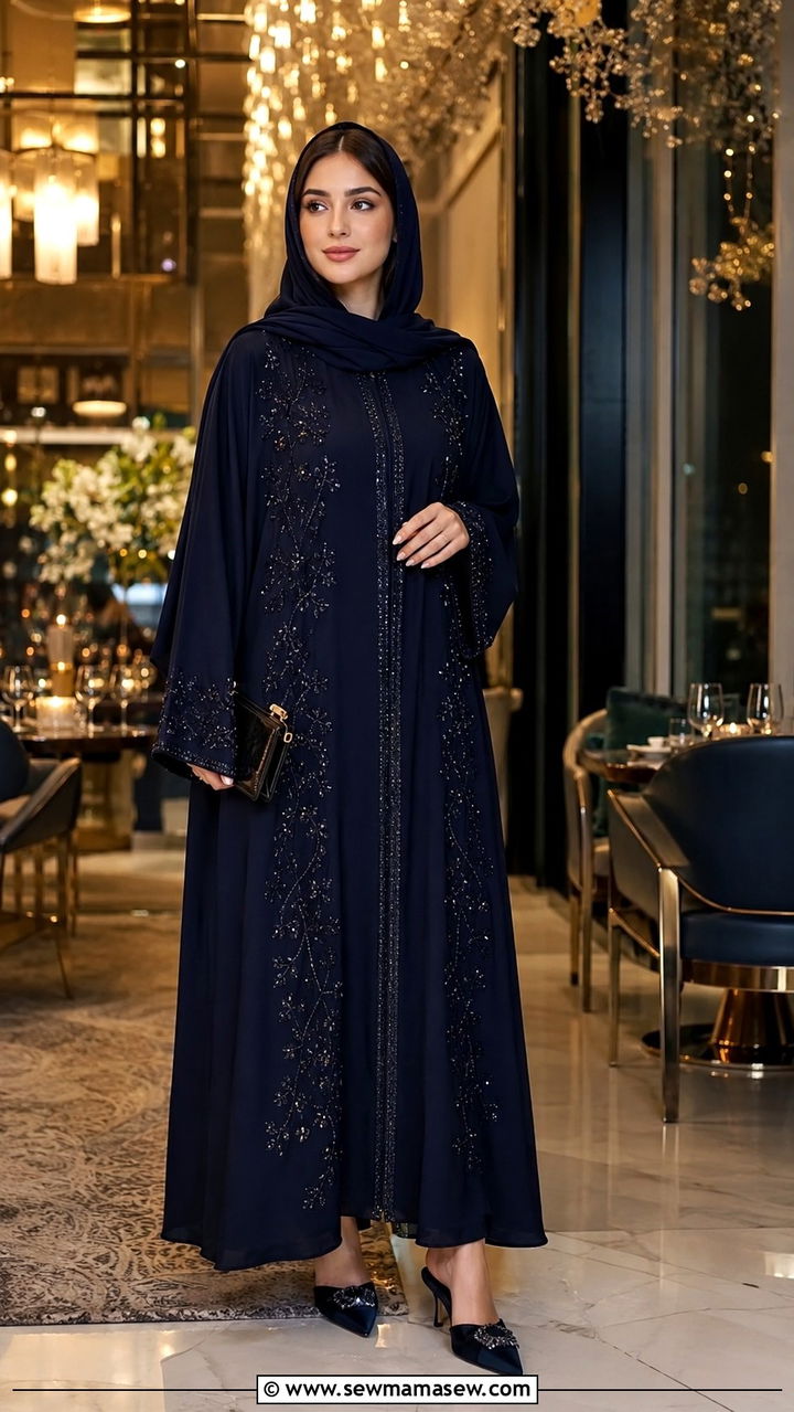 Modern Abaya With Heeled Mules For Dubai Dinner - 20 Modest outfit ideas for Dubai