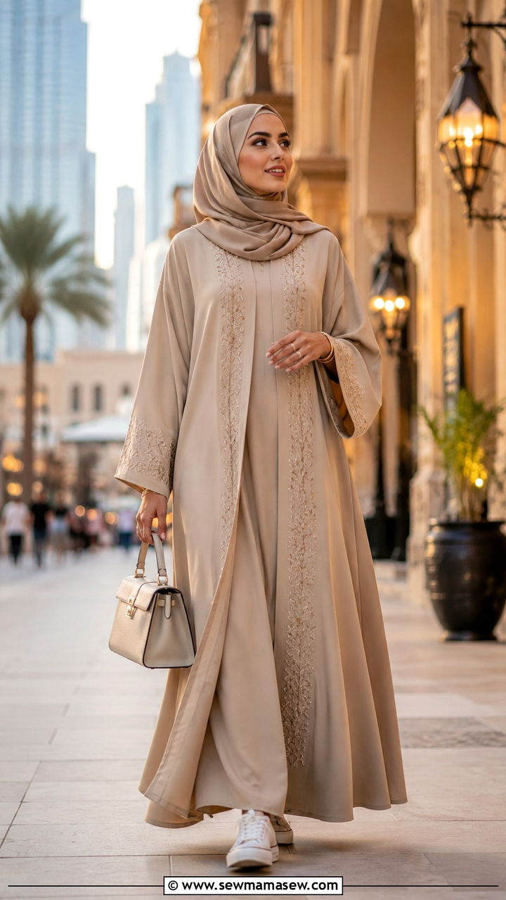 Modern Abaya with a Tailored Silhouette - 20 Modest outfit ideas for iftar