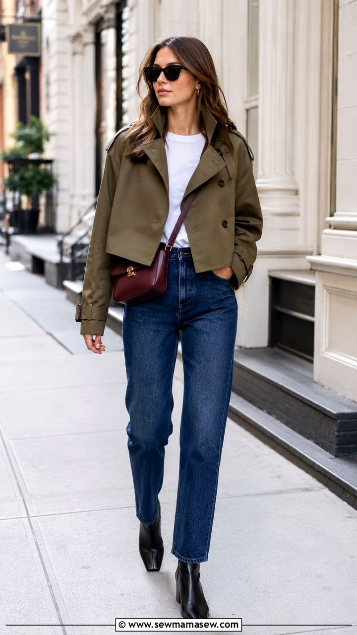 Modern Cropped Trench Coat Outfit - 20 Spring 2026 outfit trends