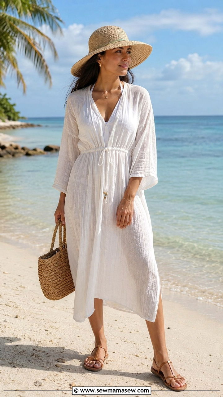 Modest Beach Cover Up With Sandals - 30 Modest summer outfit ideas
