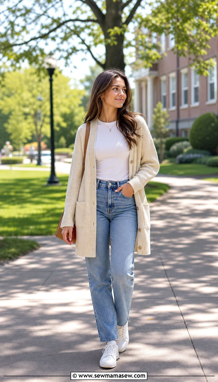 Modest College Outfit Jeans And Cardigan - 25 College outfit ideas modest