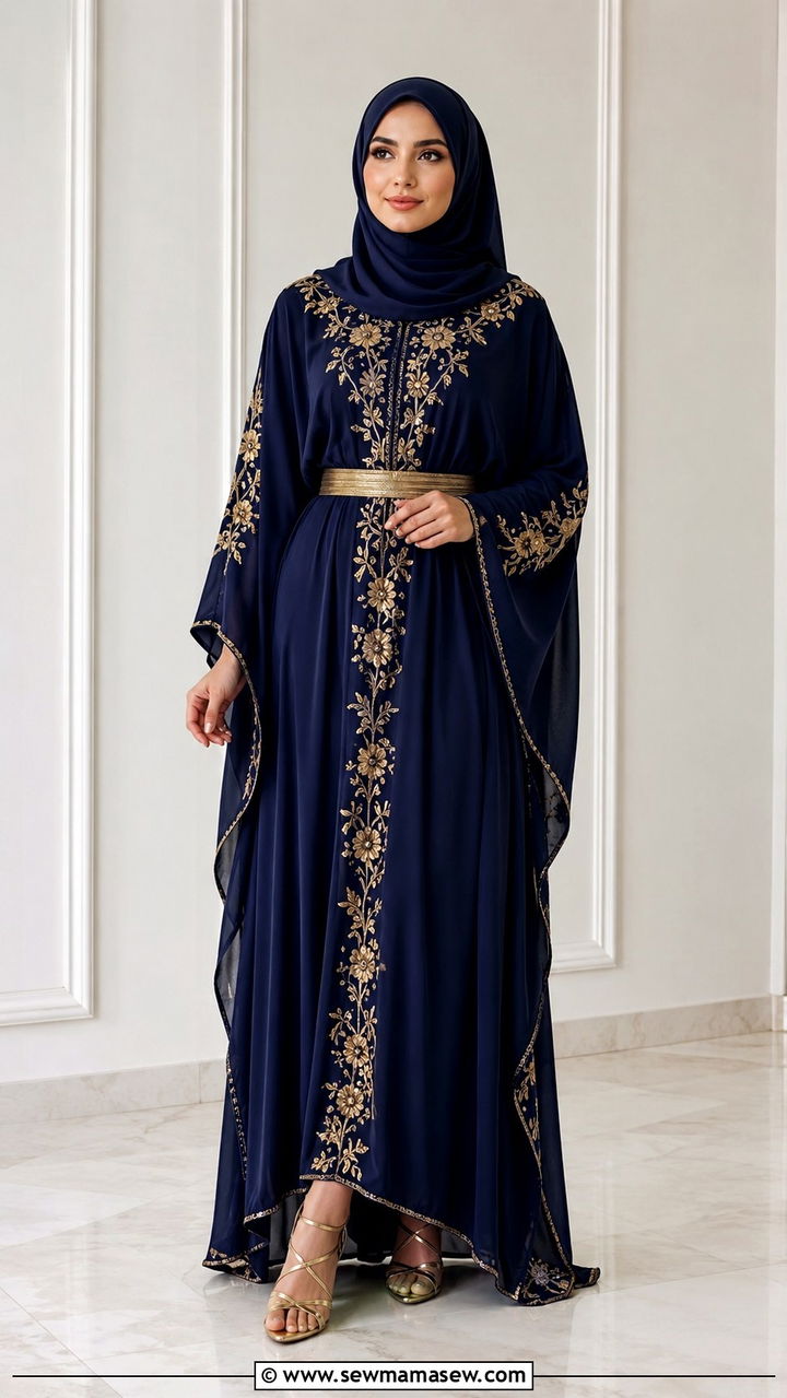 Modest Eid Kaftan With Gold Accessories - 30 Modest Eid outfit ideas