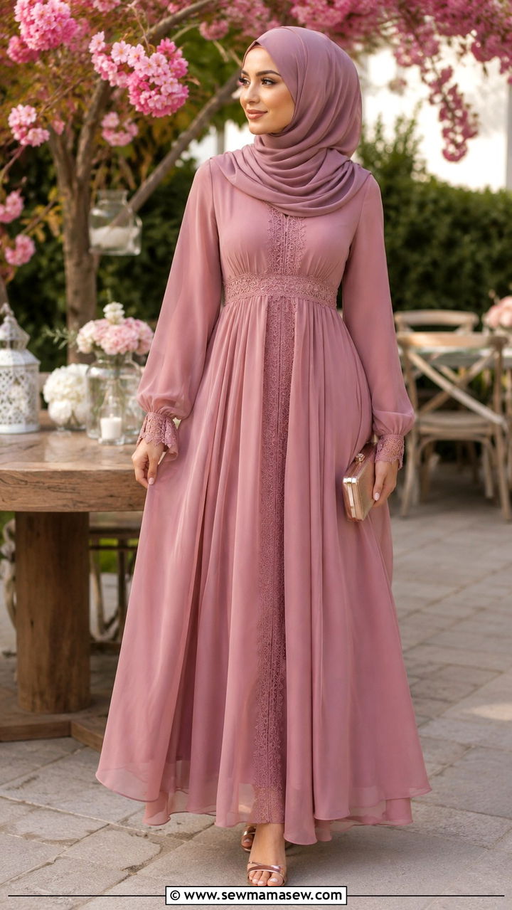 Modest Eid Maxi Dress With Draped Hijab - 30 Modest Eid outfit ideas