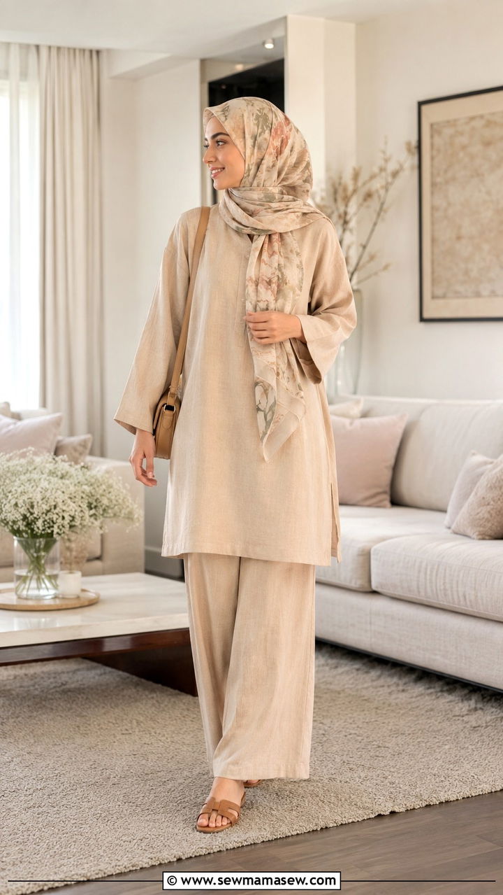 Modest Eid Tunic With Wide Leg Trousers - 30 Modest Eid outfit ideas