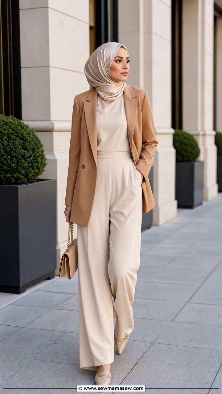 Modest Jumpsuit Ramadan Outfit With Blazer - 40 Ramadan outfit ideas